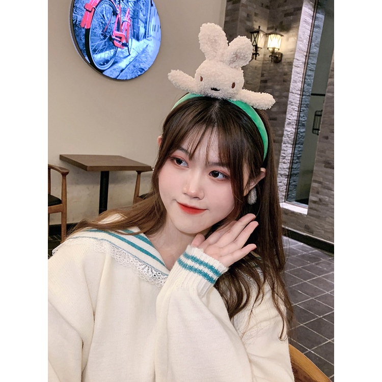 Băng Đô Cài Tóc Bằng Vải Bông Họa Tiết Thỏ Gấu Hoạt Hình Dễ Thương