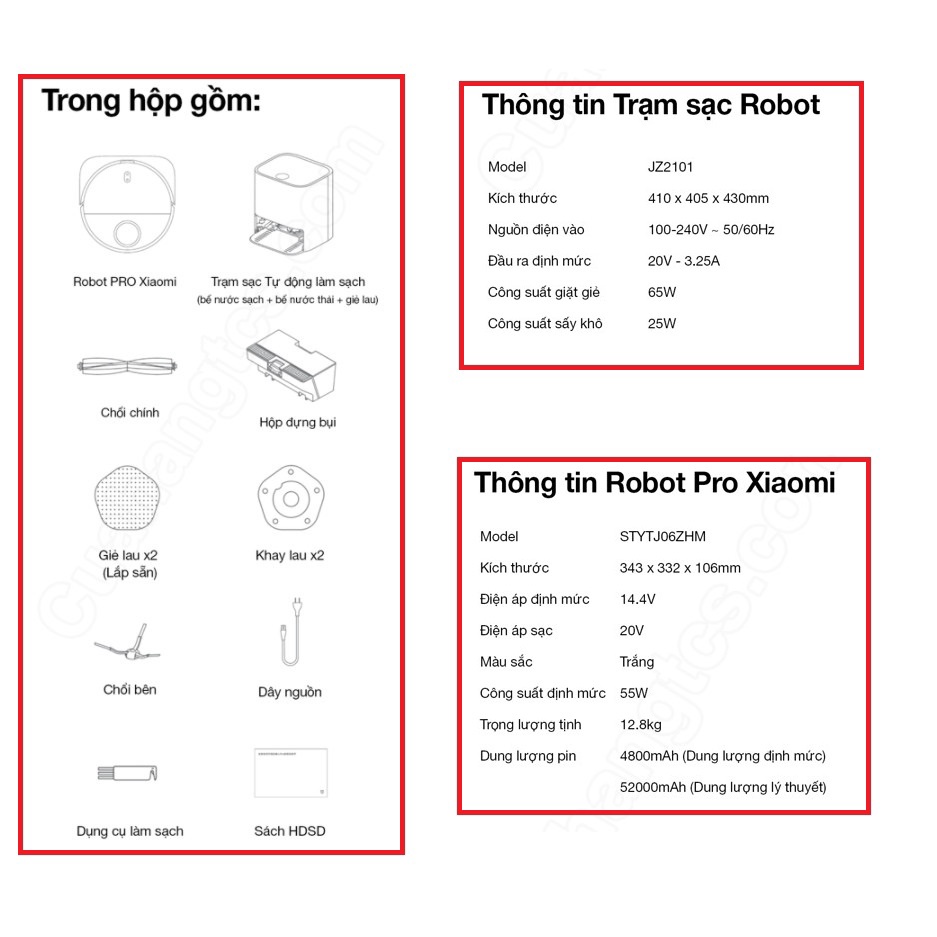 Robot hút bụi lau nhà Xiaomi Mijia STYTJ06ZHM - 3000PA, tự động giặt giẻ, tự sấy khô, và khử khuẩn, 2 ngăn chứa nước