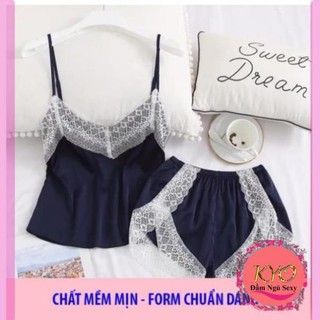 [  Siêu Đẹp- LOẠI I] Đồ bộ đẹp - Bộ ngủ lụa satin Phối ren