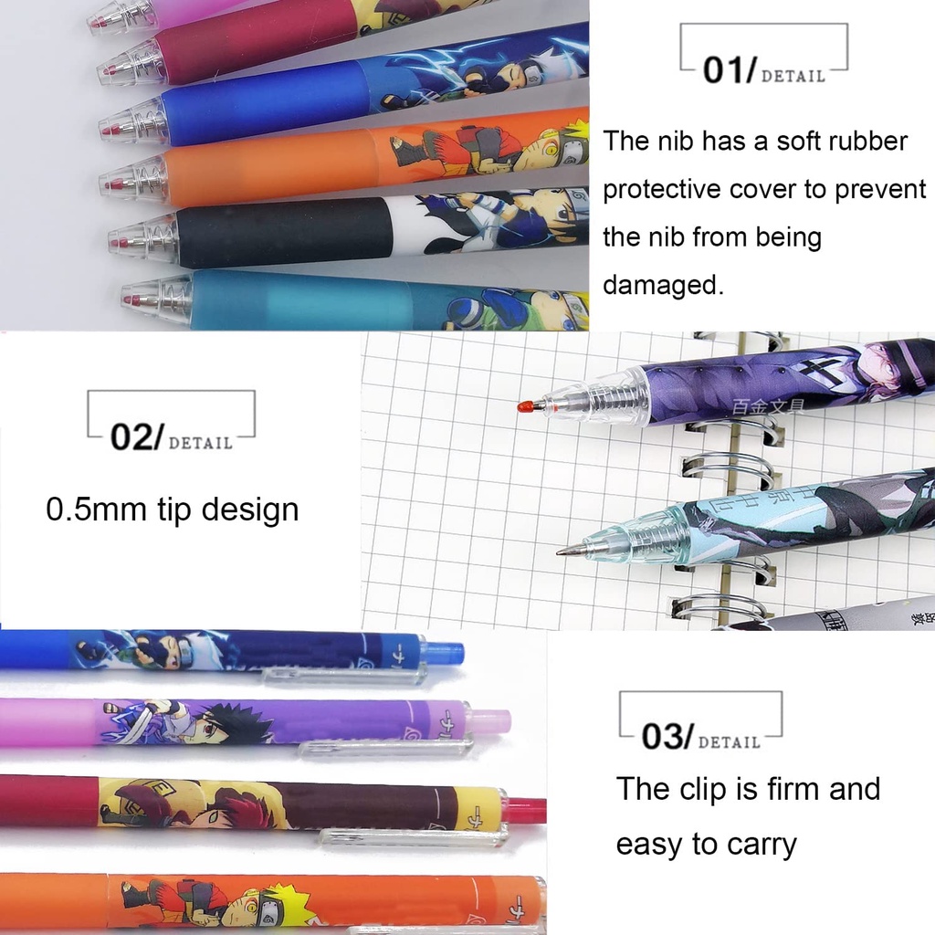 Set 6 Bút Bi Mực Đen Ngòi 0.5mm Phong Cách Anime Jujutsu Kaisen