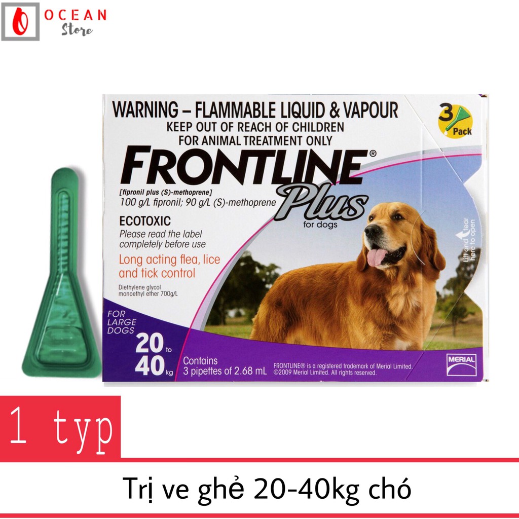 Thuốc nhỏ gáy trị ve ghẻ, bọ chét cho chó - 1 ống Frontline Plus chó 20-40kg (1 tube 20-40kg) 1 đánh giá1 câu hỏi đã trả