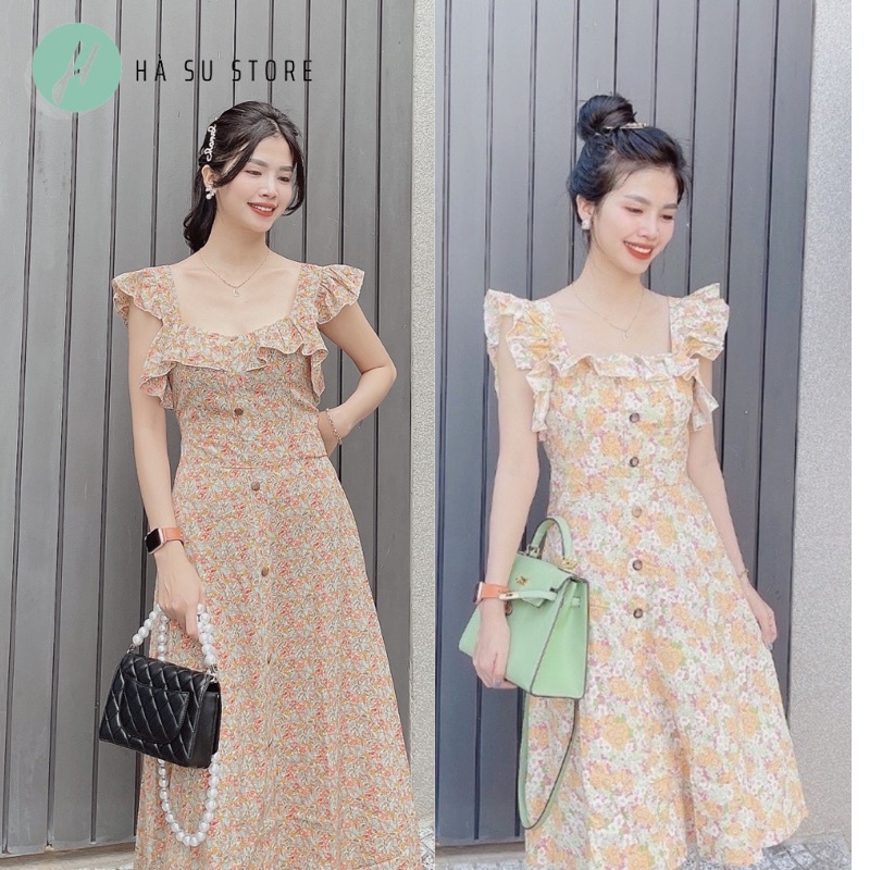 Đầm Váy Hoa Nhí 2 Dây Cánh Tiên Bản To Dáng Dài (Ảnh + Video thật)