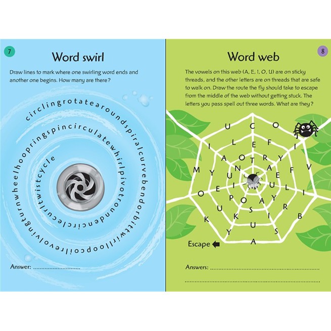 Sách Usborne câu đố cho bé 6-8 tuổi: 99 word puzzles