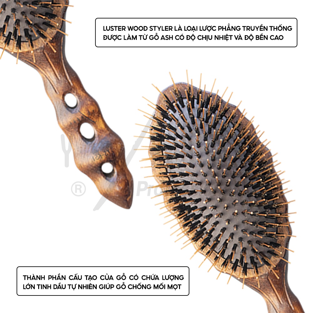 Lô sấy tóc Luster Wood Styler YS PARK professional lược phẳng truyền thống chính hãng YS-651