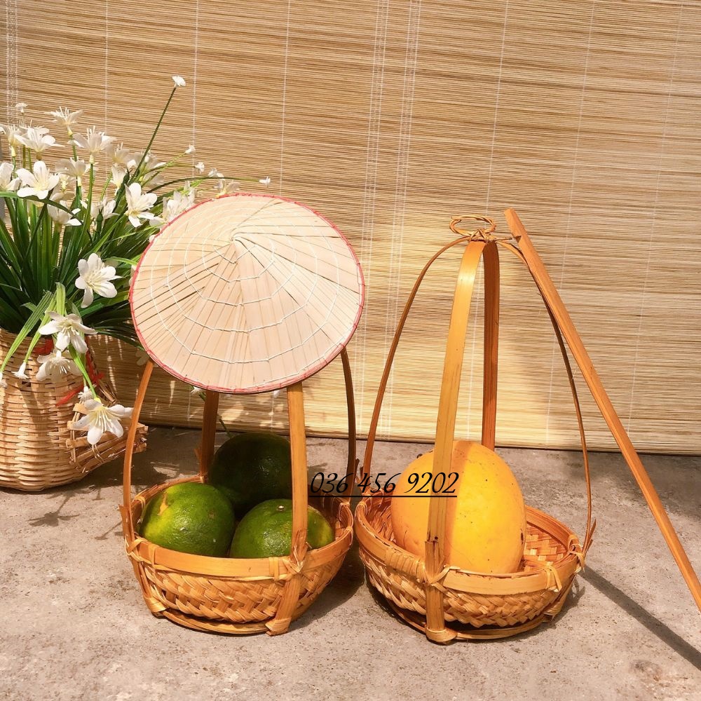 Quang gánh tre trang trí cắm hoa, bày ngũ quả bàn thờ thần tài, đồ chơi trẻ em an toàn thân thiện với môi trường