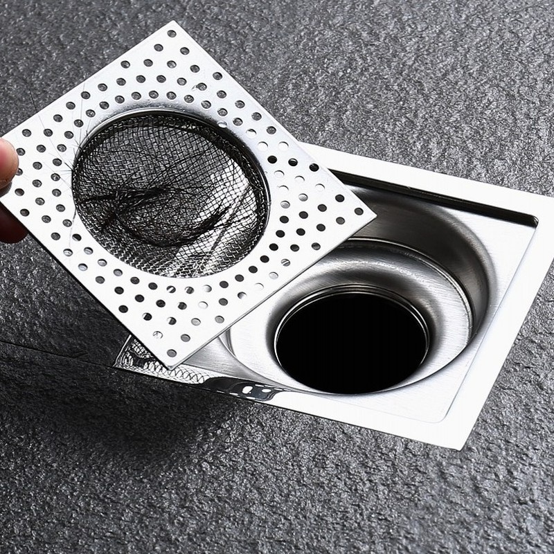 Lưới Lọc Cống Thoát Nước Bằng Thép Không Gỉ Hình Vuông 8Cm Chống Tắc Nghẽn Cho Nhà Bếp Nhà Tắm