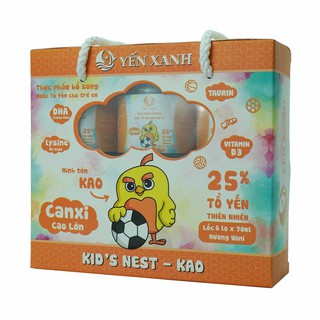 25% tổ yến  - Nước tổ yến sào chưng dành cho trẻ em Kid's Nest Kao hương vani – YẾN XANH - Lốc 6 lọ x 70ml
