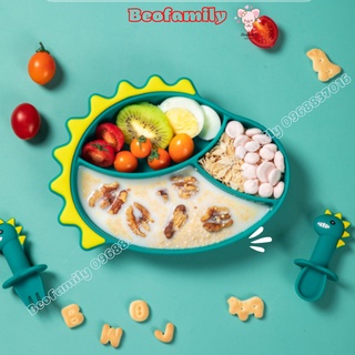 Khay Ăn Dặm Silicon Khủng Long Dino Cao Cấp,Có Đế Hít Bám Dính, Chống Đổ- Beofamily