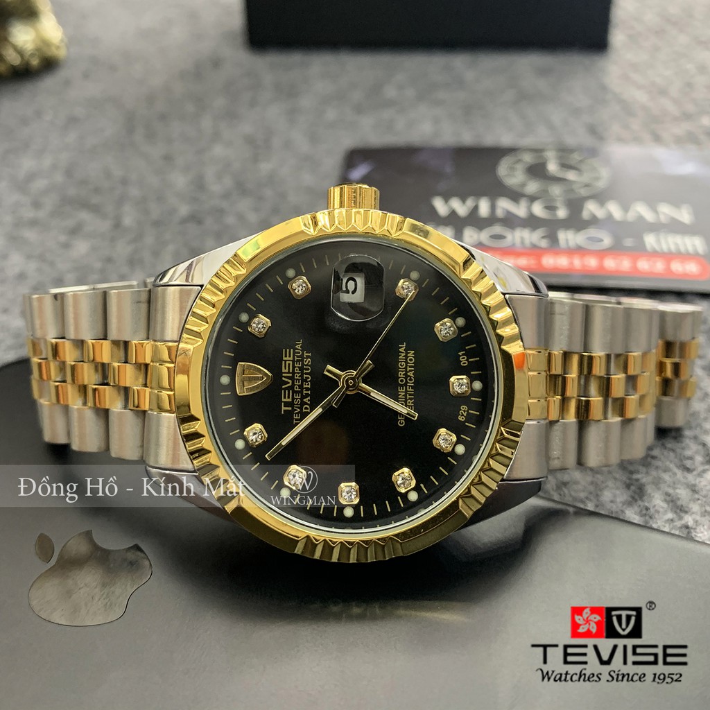 Đồng hồ cơ nam dây thép không gỉ Tevise 629-001 full box, mặt kính sapphire chống xước, chống nước, bảo hành 03 năm