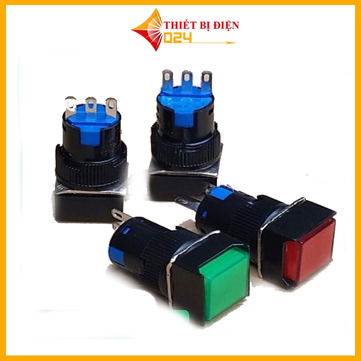 Nút Nhấn Đề Vuông 220VAC AL6 - M Nhấn Nhả Có Đèn