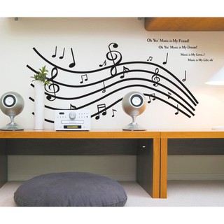 Decal dán tường khung nhạc lượn sóng