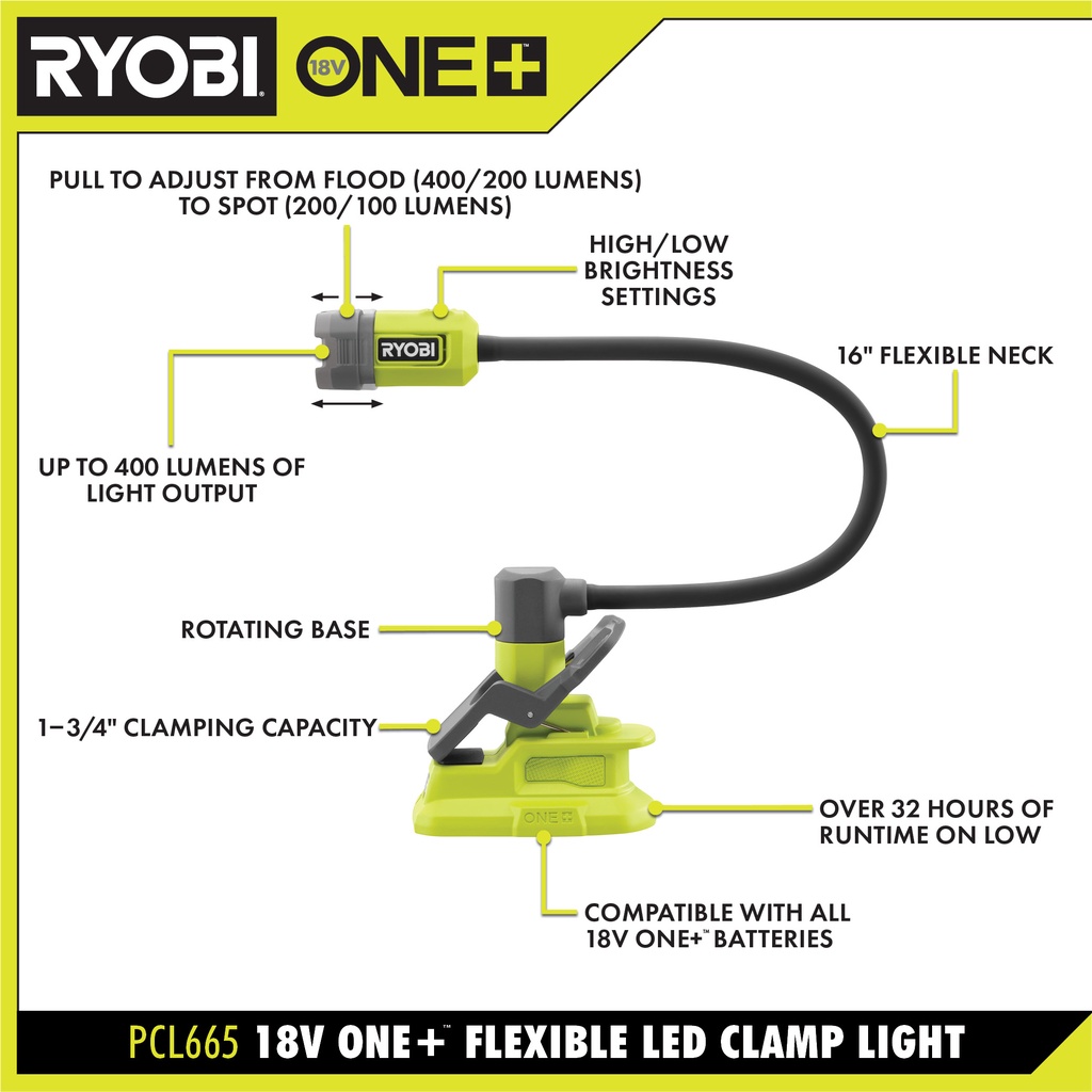 Đèn Ryobi sử dụng pin các loại - Hàng nhập Mỹ