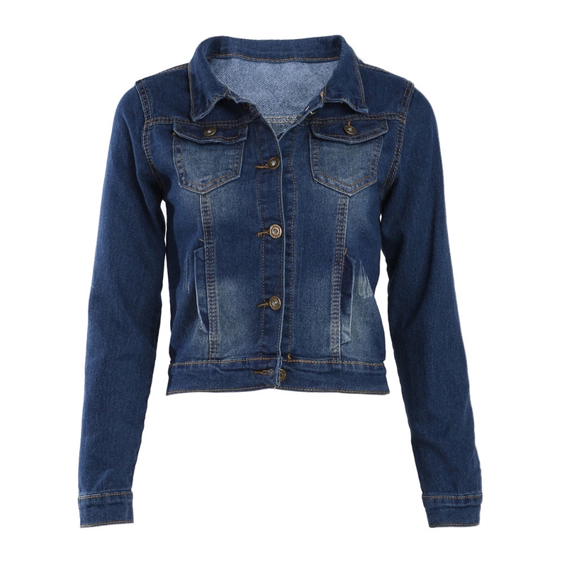 Women Casual Cool Long Sleeve Lapel Denim Coat Jacket Jean Short Outerwear