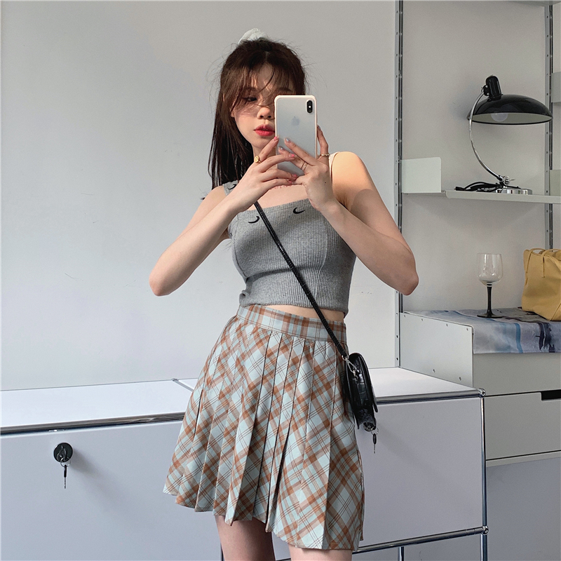 Chân Váy Chữ A Lưng Cao Xếp Ly Họa Tiết Sọc Caro Trẻ Trung | BigBuy360 - bigbuy360.vn