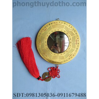 Gương bát quái đồng lồi có tua đỏ F19cm, Đồ phong thủy