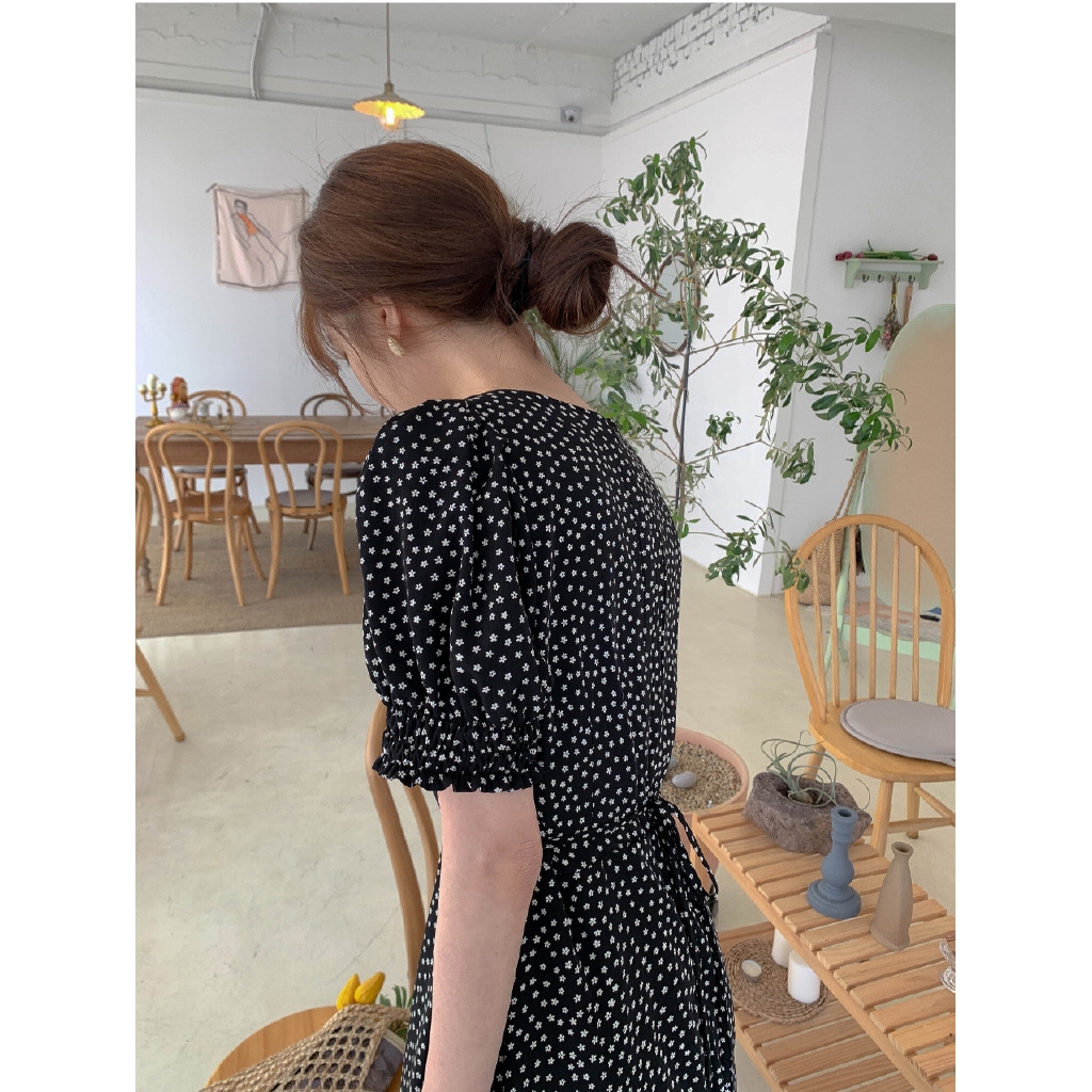 Đầm Maxi Tay Ngắn Cổ Vuông Chất Chiffon Phong Cách Hàn Quốc | BigBuy360 - bigbuy360.vn