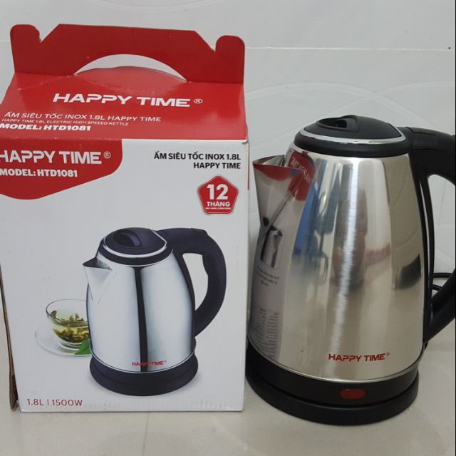 Ấm nước siêu tốc Happy time 1,8l Bình đun siêu tốc inox cách nhiệt HTD1081