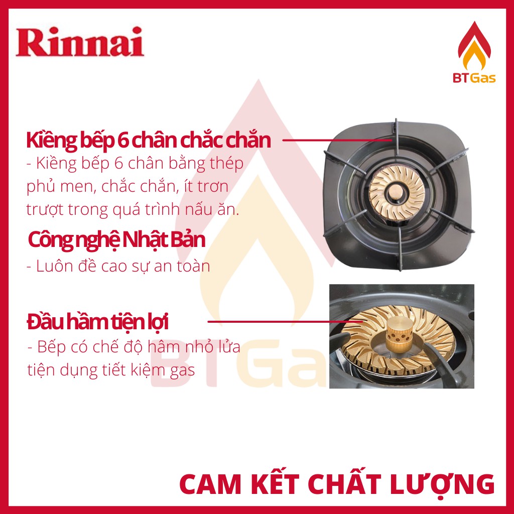 Bếp Gas Rinnai / Bếp Ga Đôi 6 Tấc RV-365 N Series / Có Đầu Hâm - Hàng Chính Hãng