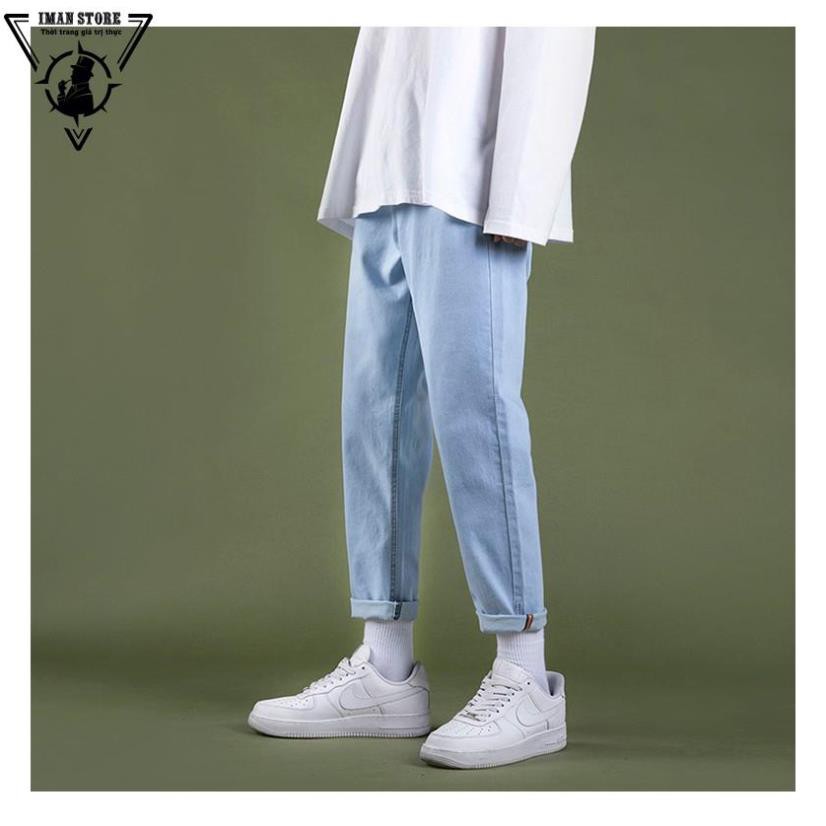 Quần Baggy jean nam, nư ống suông đen + xanh hottrend hàn quốc 2022