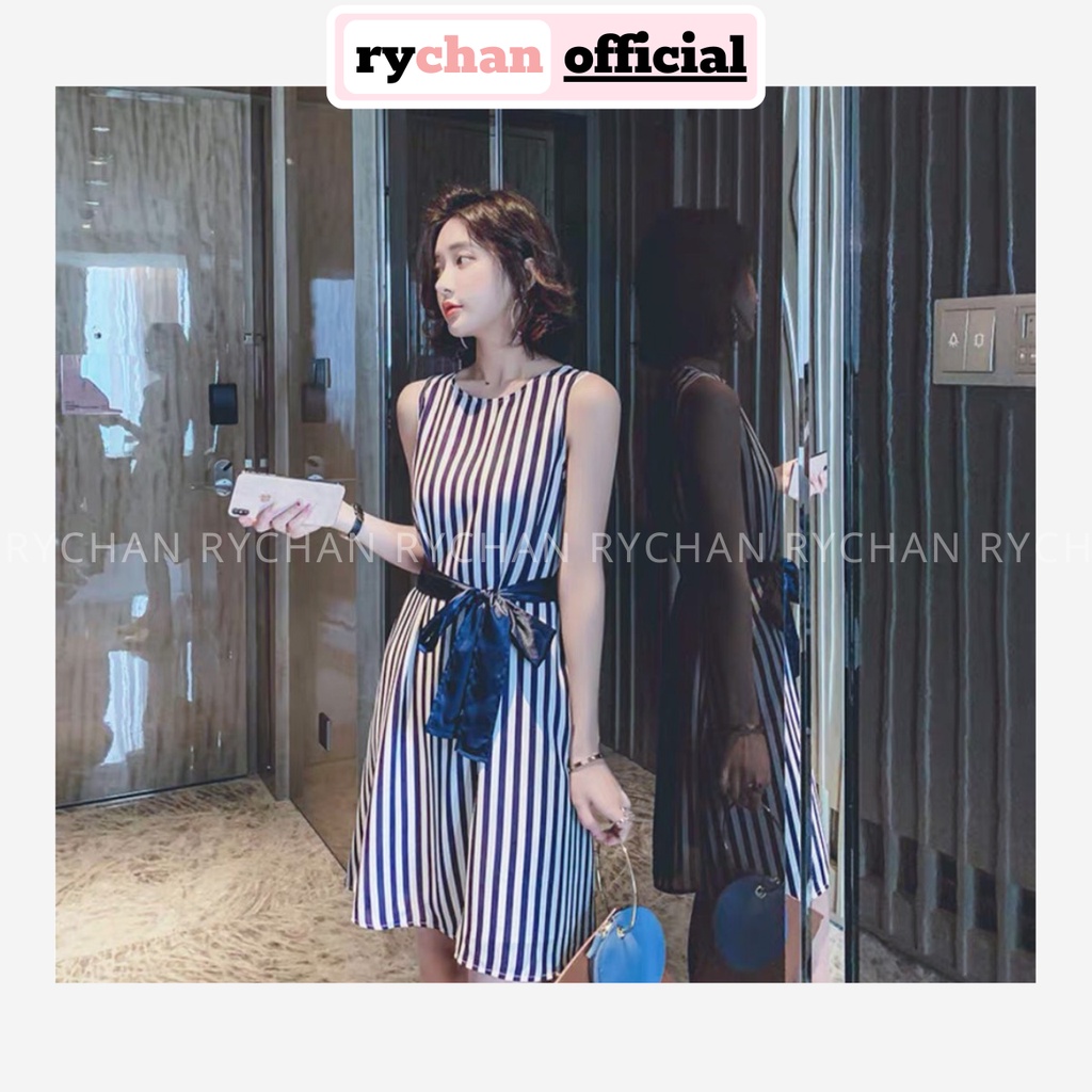 [ẢNH THẬT CUỐI] DX895 - Đầm Xòe Sọc Cột Eo Đầm Xòe Công Sở Đầm Đi Chơi Trẻ Trung