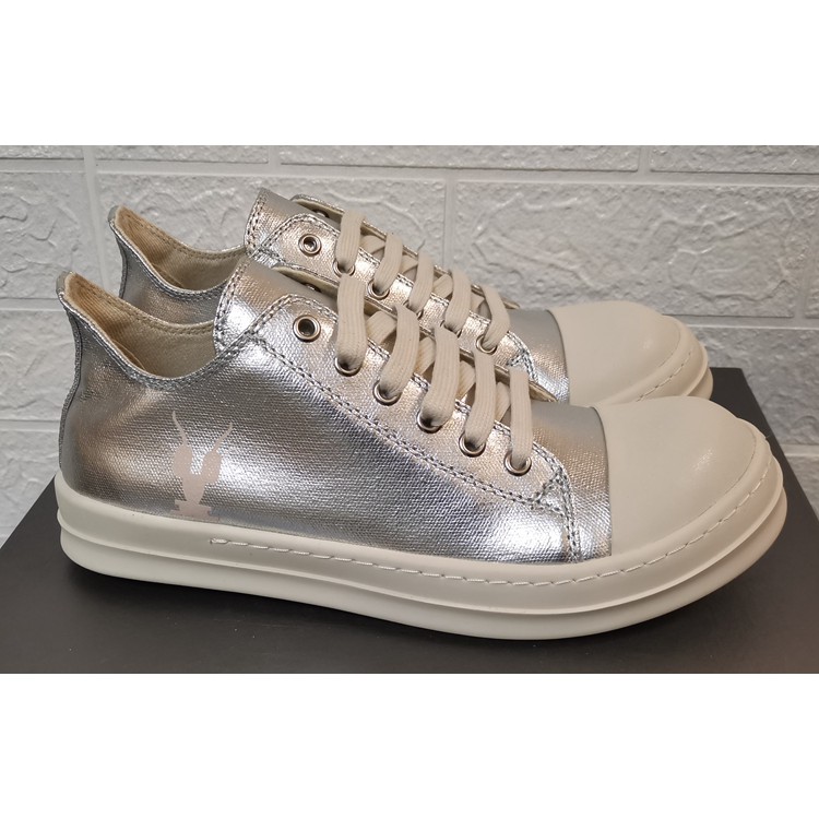 Giày cổ thấp Rick Owens DRKSHDW silver low top sneakers fw20