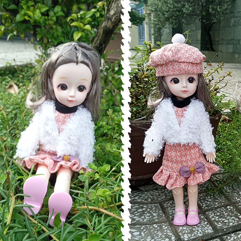 Hộp Búp bê cao cấp mắt đá, 18 khớp cử động linh hoạt, cao 30 cm.