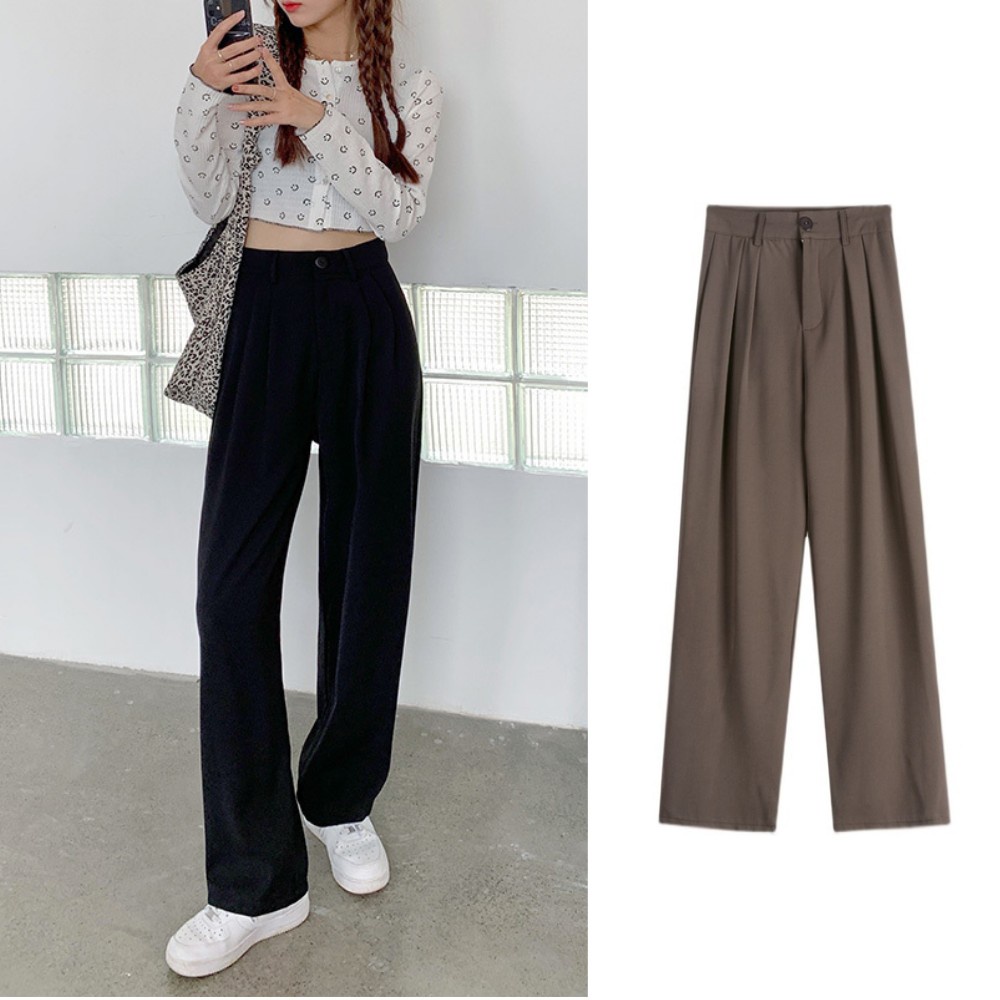 Quần ống rộng SUXI lưng cao tôn dáng thời trang phong cách Hàn Quốc dành cho nữ