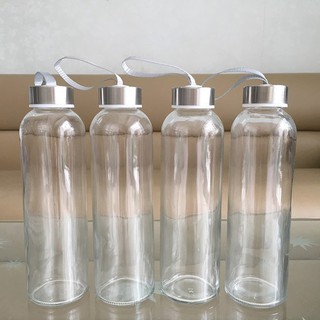  Bộ 4 bình thủy tinh dây xách nắp bạc 500ml