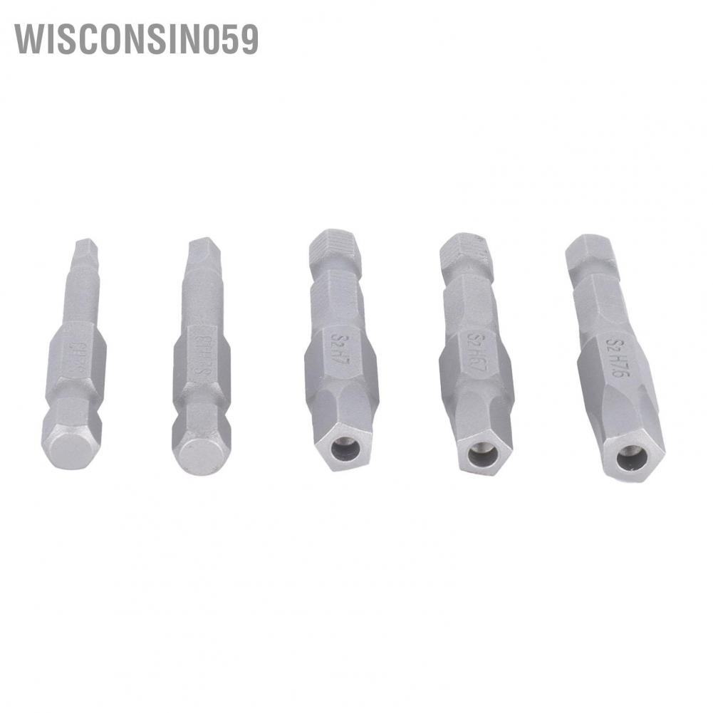 Wisconsin059 5 Pcs Magnetic Pentagonal Bits Wrench Drill Bit Set Durable Head Screwdr