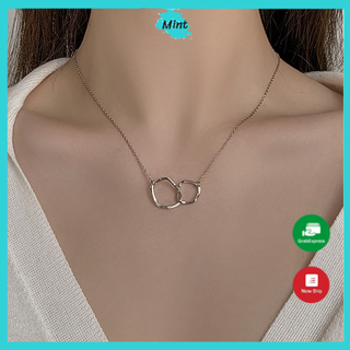Vòng Cổ Nữ ❤️FREESHIP❤️ Dây Chuyền Thời Trang Hai Khối Tròn Chéo Nhau - Dây Chuyền Nữ Đơn Giản Thanh Lịch