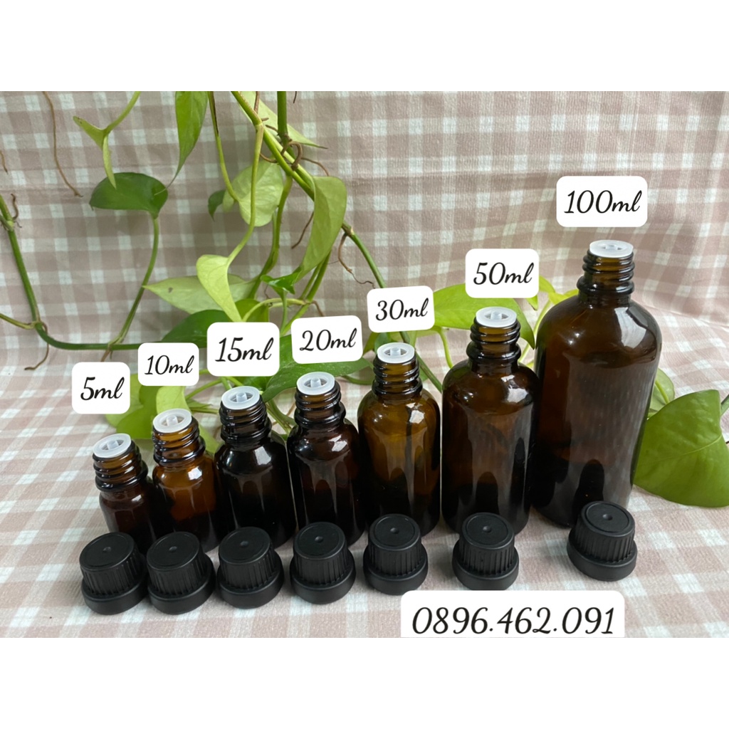 CHAI THỦY TINH NẮP VẶN THÂN TRONG/THÂN NÂU 5ML/10ML/15ML/20ML/30ML/50ML/100ML-CHAI CHIẾT TINH DẦU, LỌ ĐỰNG SERUM
