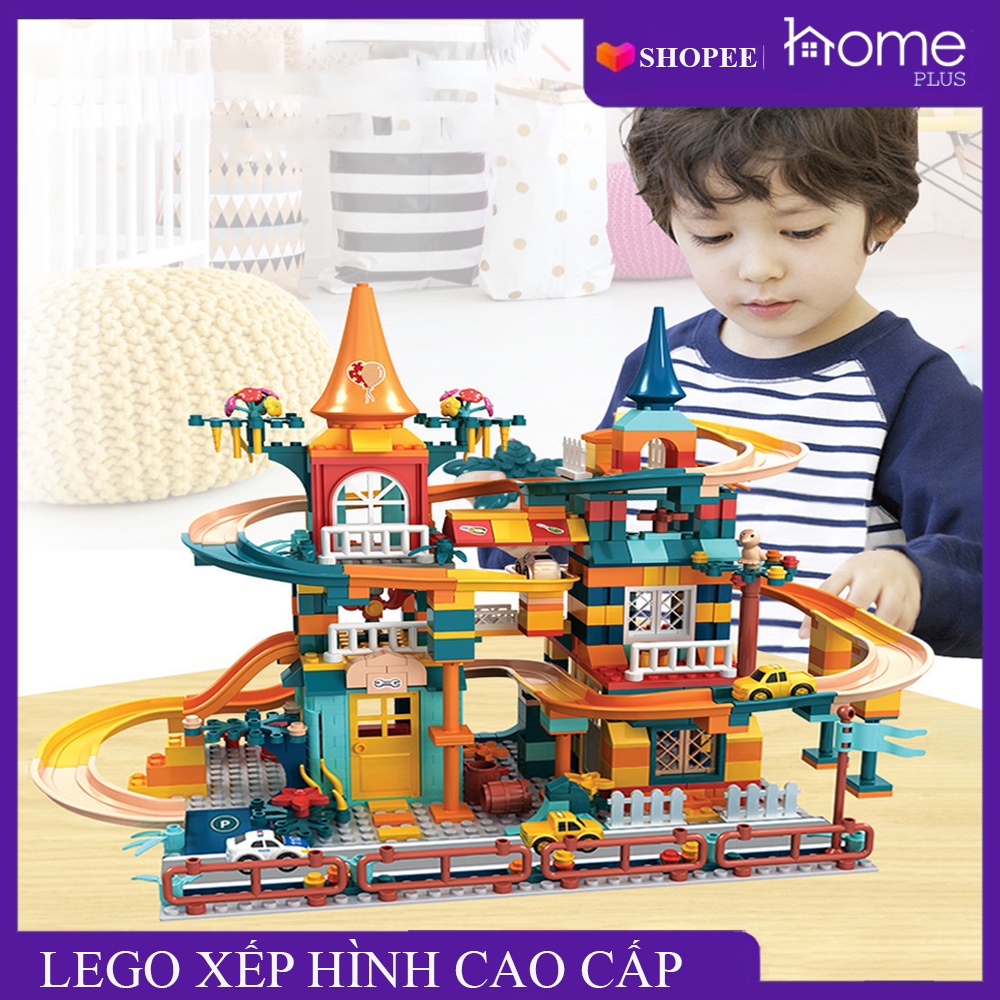 Đồ chơi trẻ em, đồ chơi xếp hình, lego xếp hình lâu đài cùng đường ray ô tô giúp bé phát triển tư duy 1 cách toàn diện.