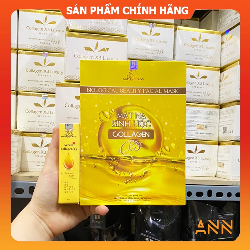 [Chính hãng] Combo Serum nám căng bóng da Collagen X3 Luxury + Mặt nạ Colagen X3 Mỹ phẩm Đông Anh