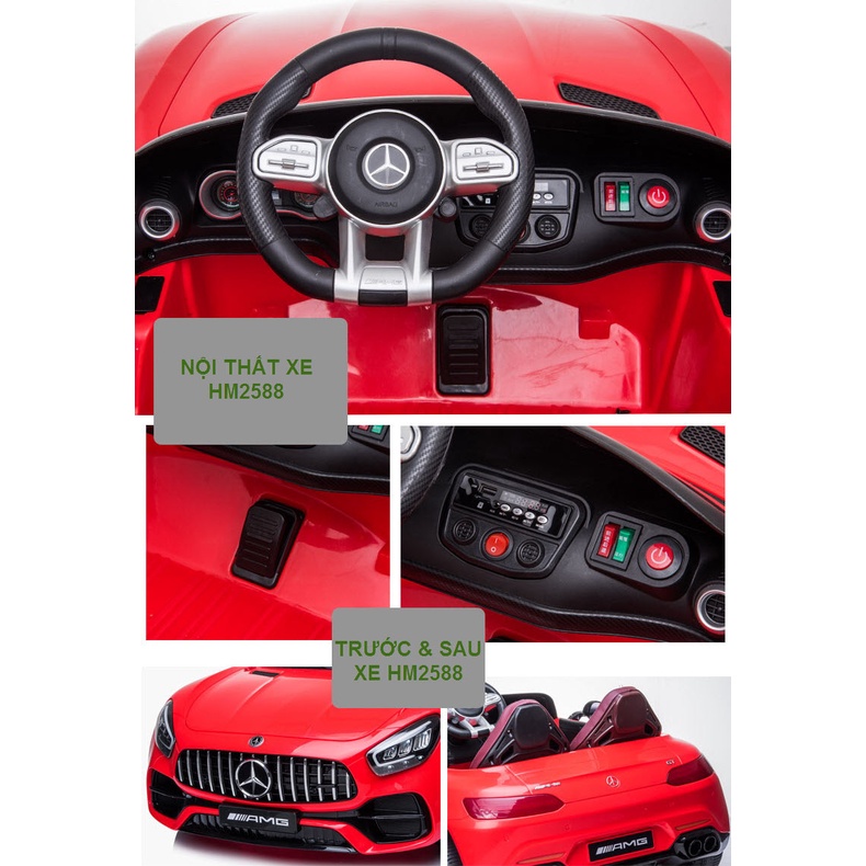 Xe ô tô điện trẻ em HM2588 📛BẢN QUYỀN MERCEDES📛 xe ô tô điện cho bé 4 động cơ, 2 chỗ ngồi riêng biệt, tải 50kg