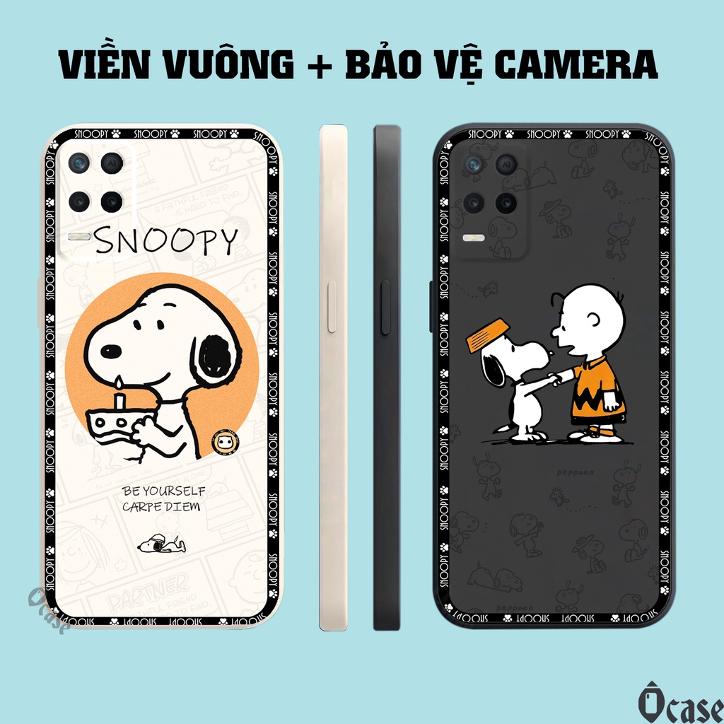 Ốp lưng Realme Realme 8 5G / V13 5G / Q3i 5G / Q3 5G / Narzo 30 5G / 8S / Oppo K9x in hình Snoopy cạnh viền vuông có bảo