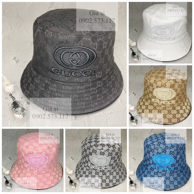 Nón bucket thêu GG tròn tiệp màu thời trang cao cấp hottrend nam nữ full tags