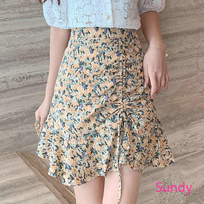 Chân Váy Hoa Lưng Cao Phong Cách Hàn Quốc Cho Nữ