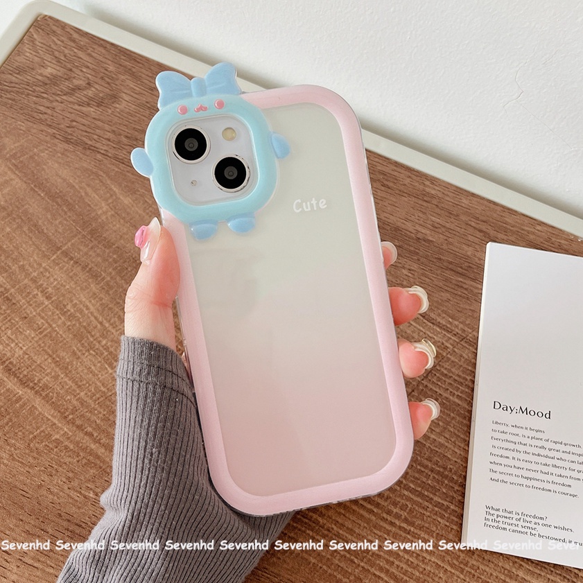 Ốp Điện Thoại Dẻo Họa Tiết Quái Vật Nhỏ Dễ Thương Màu Gradient Cho iPhone 14 Pro Max Xr X 7 8 6 6s Plus