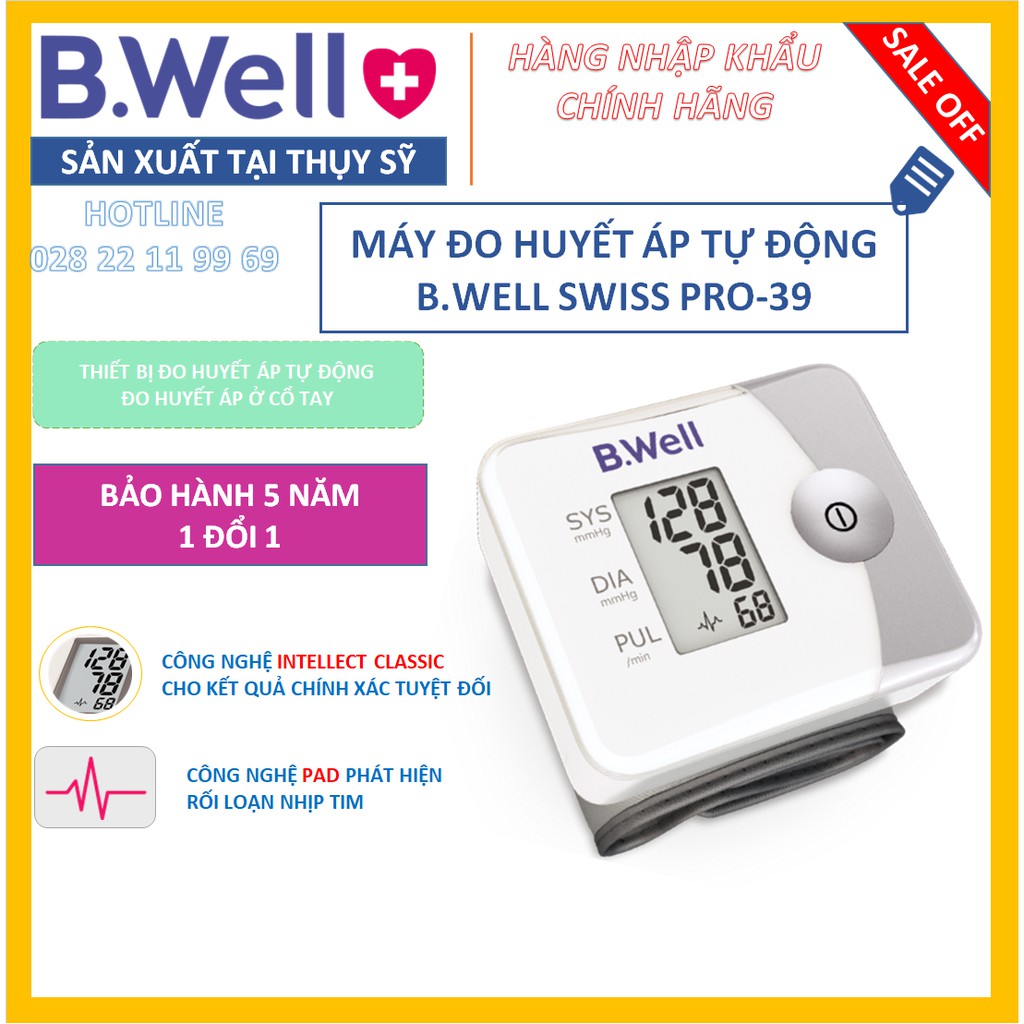 [Hàng SX tại THỤY SỸ] - MÁY ĐO HUYẾT ÁP CỔ TAY CAO CẤP B.WELL SWISS PRO-39 [CHÍNH HÃNG] BẢO HÀNH 5 NĂM - 1 ĐỔI 1