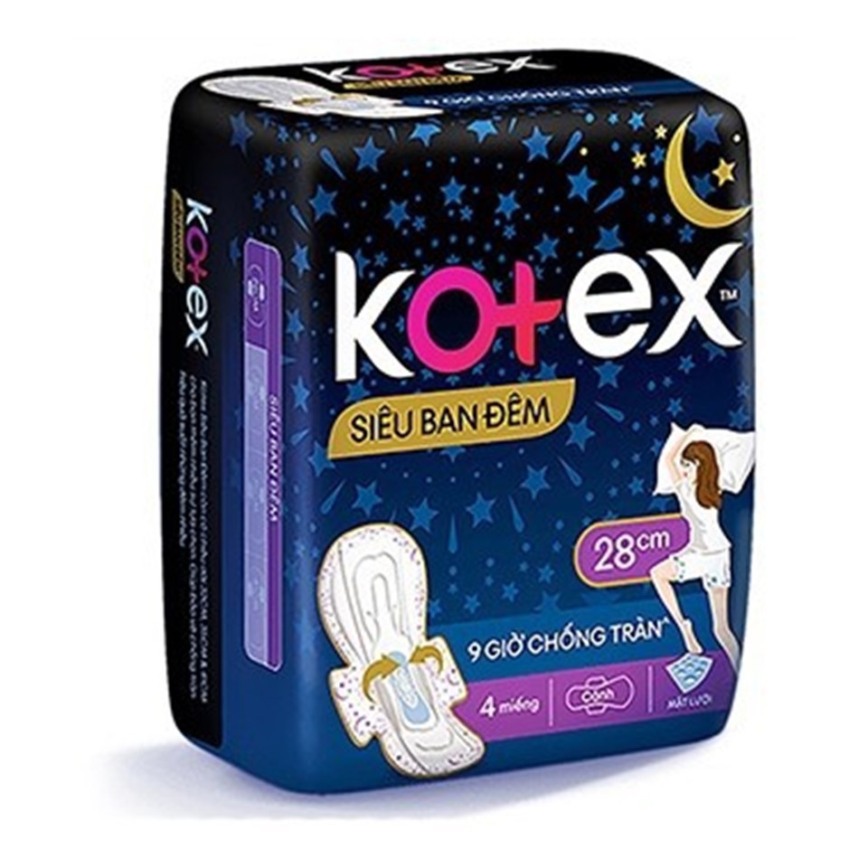 COMBO 6 gói băng vệ sinh Kotex Siêu ban đêm 28cm 4 miếngX6