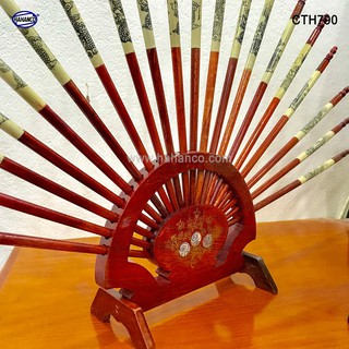 Bộ đũa thờ 10 đôi + Giá đũa (Gỗ hương) - Tâm linh - Truyền Thống - Văn hóa người Việt (CTH790)