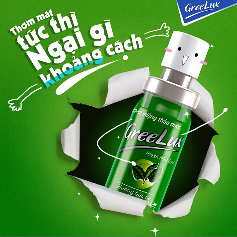 Xịt thơm miệng Greelux Thảo Dược  hương bạc hà khử mùi hôi miệng 12ml