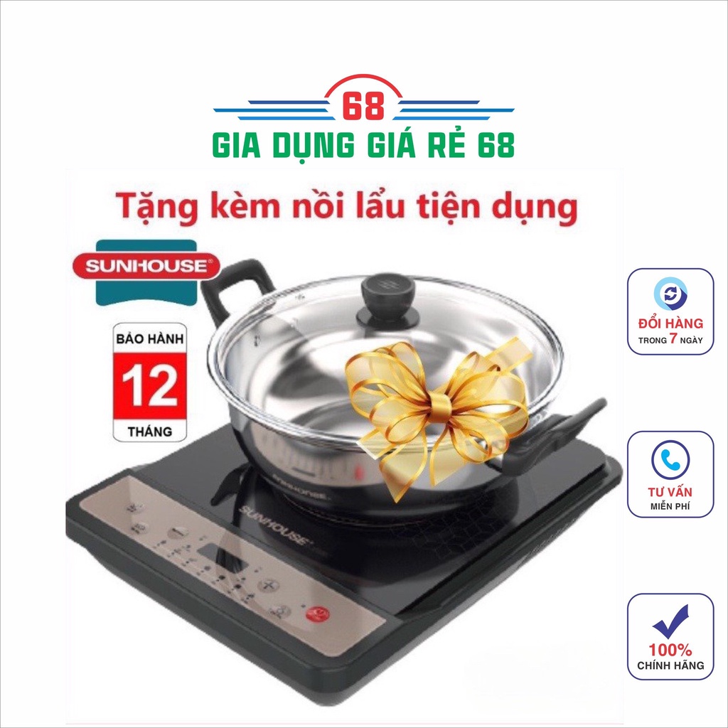 Bếp từ đơn SUNHOUSE SHD6160 - Công suất 1800W, Tặng Kèm Nồi Lẩu Tiện Dụng