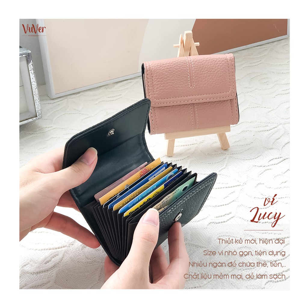 Ví da nhỏ đựng thẻ tiện mặt tiện dụng khắc tên theo ý thích - Lucy Wallet - VuVer