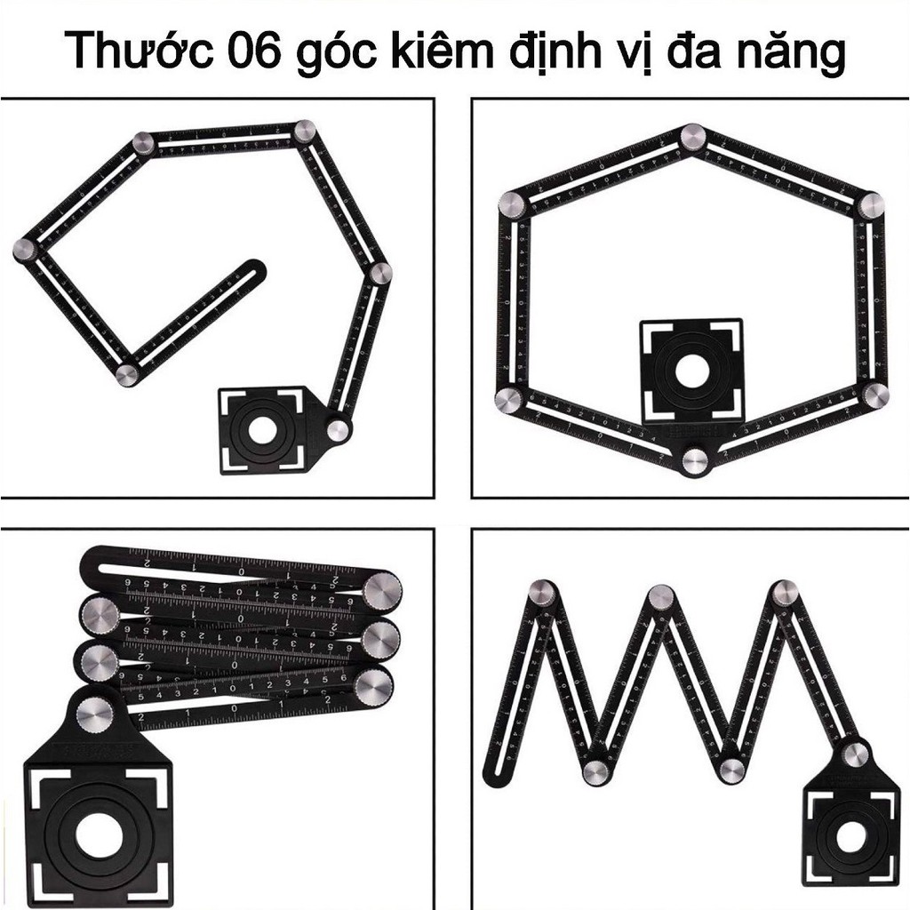 Thước Đo 6 Góc Gấp Có Lỗ Định Vị Đa Năng Khoét Lỗ Gạch