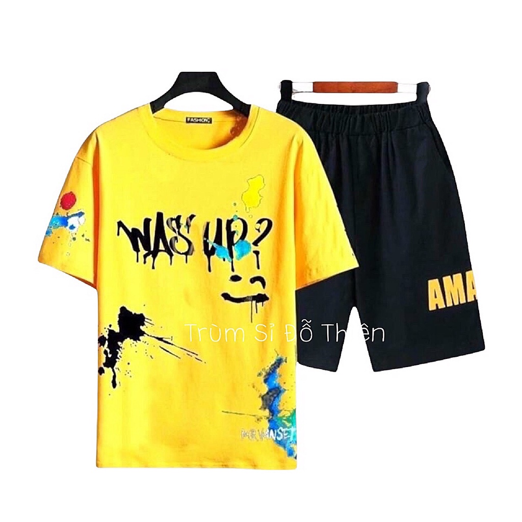 ĐỒ BỘ NAM  FREESHIP  BỘ THỂ THAO WAS UP MẪU MỚI UNISEX MẶC NHÀ TẬP GYM PHONG CÁCH TRẺ TRUNG NĂNG ĐỘNG