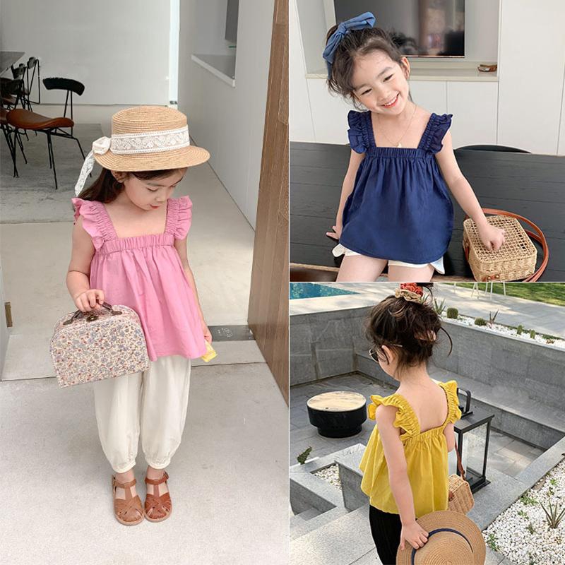 Áo Hai Dây Vải Cotton Cho Bé Gái