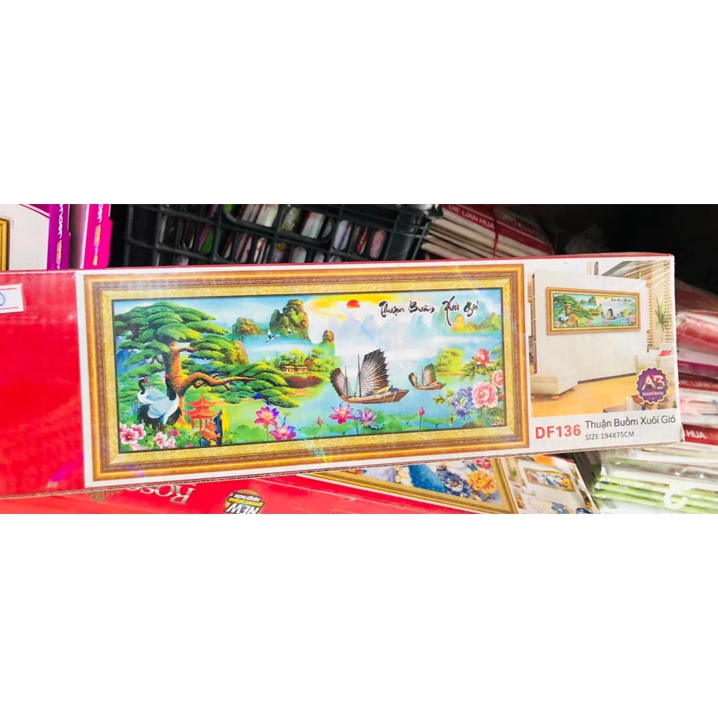 Tranh đính đá Thuận buồm xuôi gió DF136-DF634 (chưa đính đá, chưa khung)