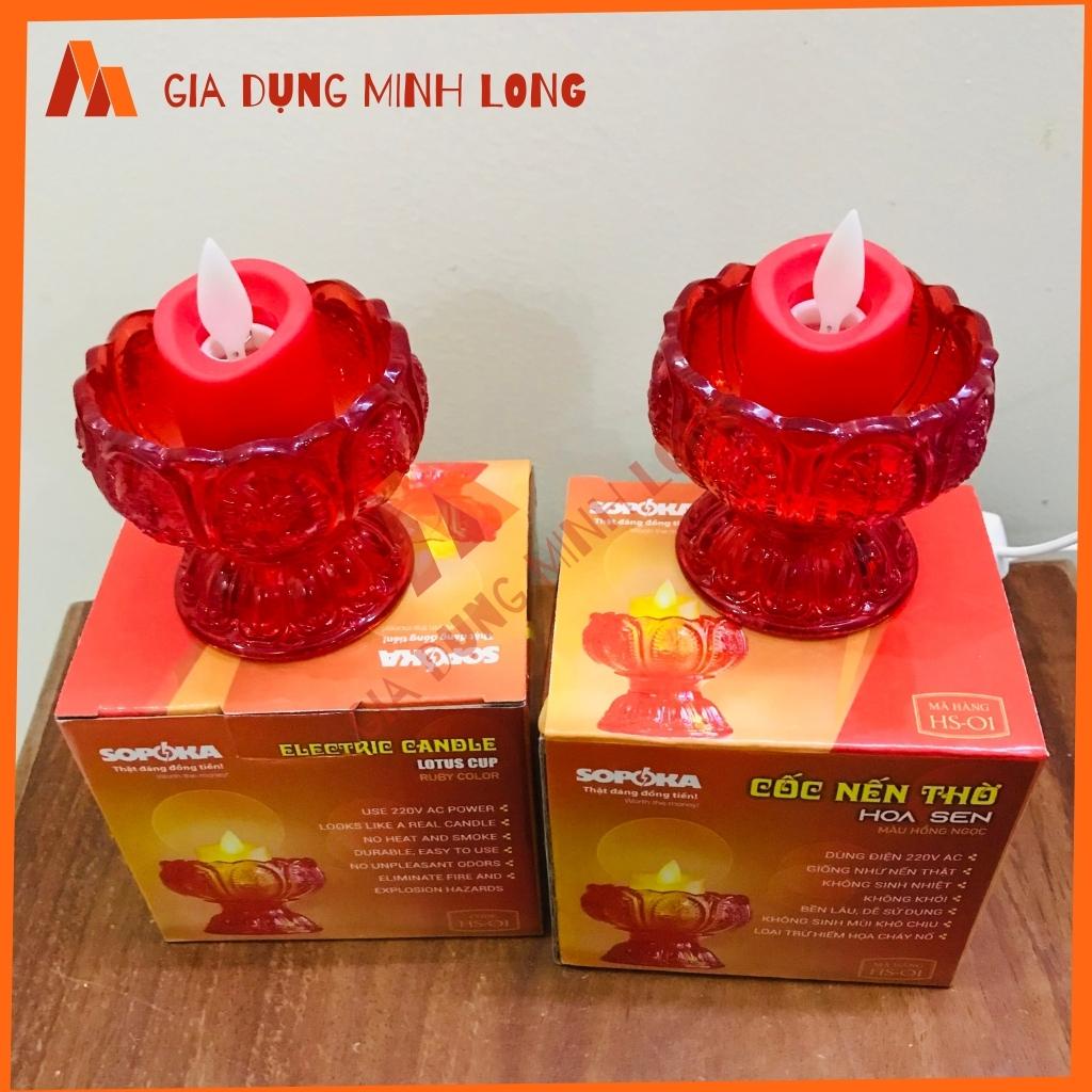 Cốc nến thờ hoa sen, cốc nến thờ led có ngọn lửa giả sinh động