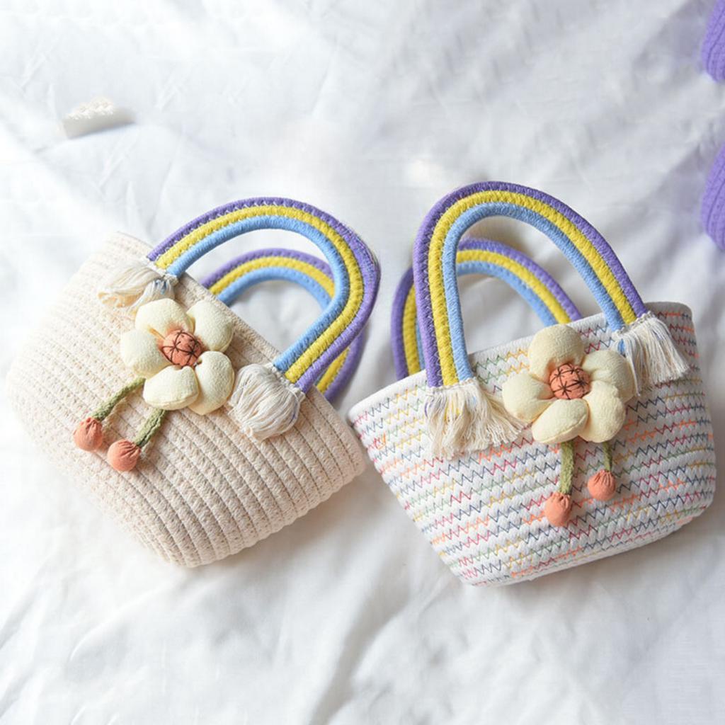 Túi xách vintage Túi cói mini nhiều mẫu cầm tay, đeo vai có hoa đi biển du lịch thời trang mùa hè xinh xắn